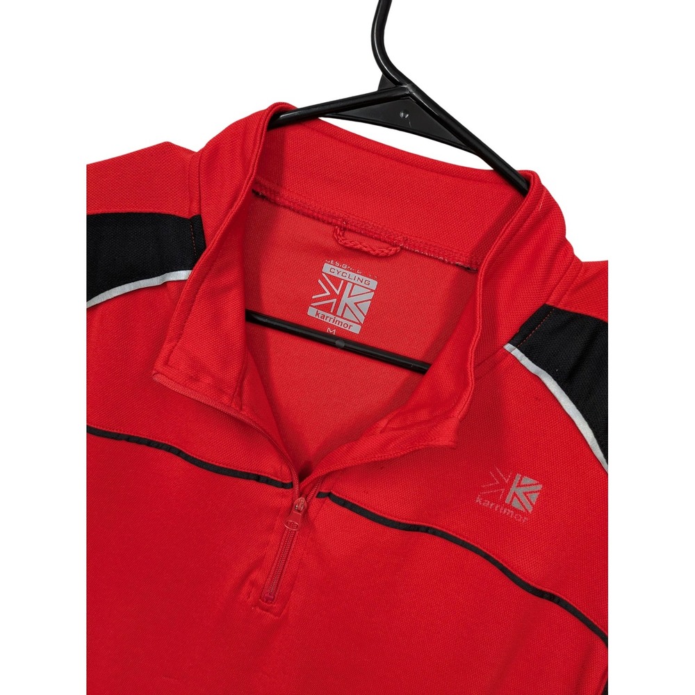 Karrimor Cycling Shirt Mens Medium Red 1/4 Zip Long Sleeve Jersey Reflective